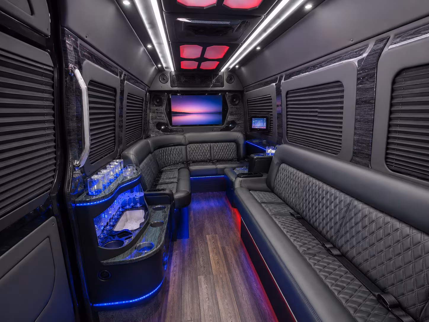 trenton 30 passenger party bus inside